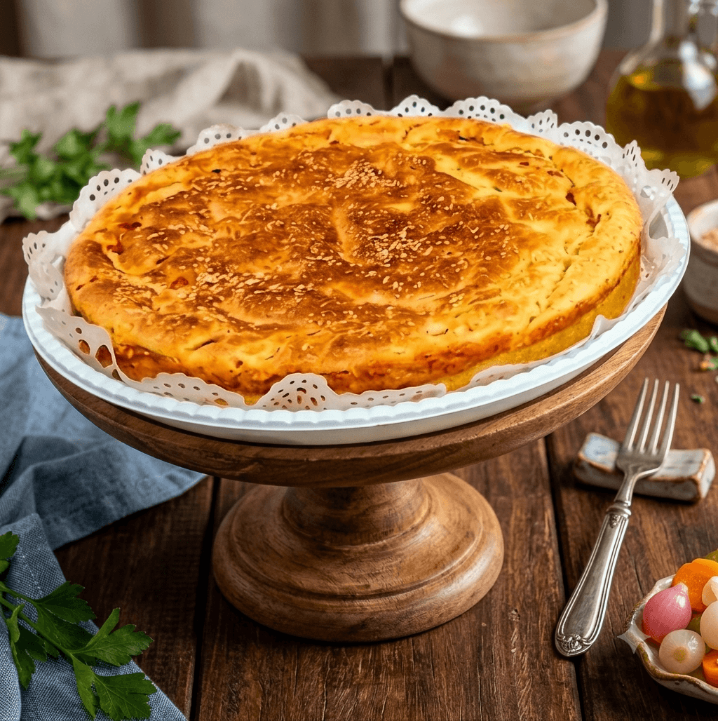 Torta salgada artesanal em fatia